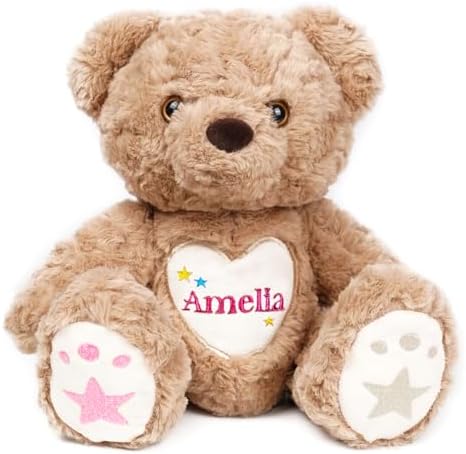 Custom Embroidered Plush Bear with Name, Personalized Baby Plush Toys, Personalized Teddy Bear Stuffed Animal, 1-14 Year Old Girl Toys, Easter Birthday Gifts for Baby Girls Boys Toddlers Newborn by Individz