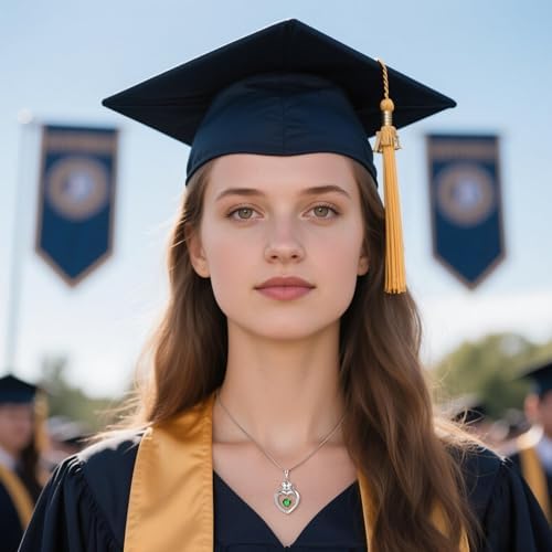 Eaciy Graduation Gifts for Women 2026, S925 Sterling Silver Heart Birthstone Graduation Cap Necklaces Class of 2026 High School College Graduations Gift for Girlfriend Her - Image 2
