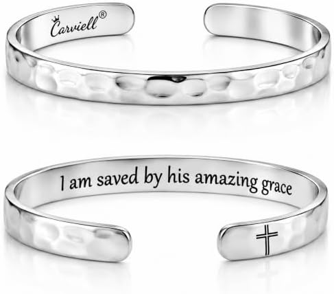 Carviell Bracelets for Women – 100+ Meaningful Engraved Messages – Solid 316L Surgical Stainless Steel Cuff Bracelet – Gift Ready by Carviell