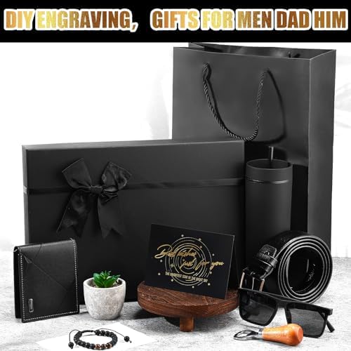 Skylety 13 Pcs Birthdays Gifts Baskets for Men Father Gift for Men Birthdays Gift Box 16 oz Tumblers Wallet Toiletry Bag Sock Bottle Opener Belt Bracelet Glasses Pen for Father's Day Dad Husband - Image 3