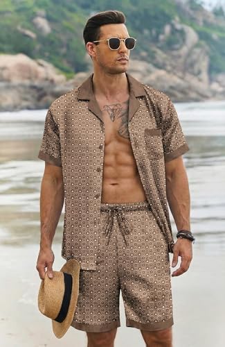 Ekouaer Men Silk Pajamas Set 2 Pieces Satin Pj Button Down Loungewear Sets - Image 3