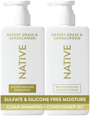 Native Desert Grass & Sandalwood Shampoo and Conditioner Contain Naturally Derived Ingredients | All Hair Types, Color & Treated, Fine to Dry Damaged, Sulfate & Dye Free - 2-Pack by Native