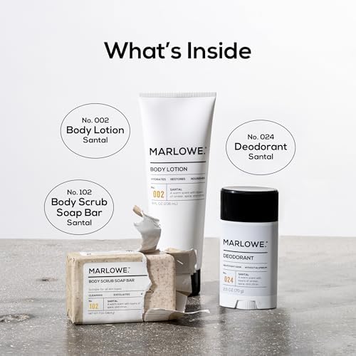 MARLOWE. Men's Santal Body Gift Set, Scrub Soap, Deodorant + Lotion - Image 6