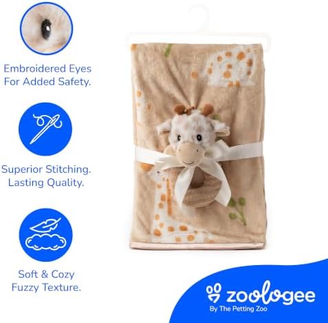 The Petting Zoo Giraffe Blanket Stuffed Animal Plushie, Kids Gifts, 30 in - Image 4