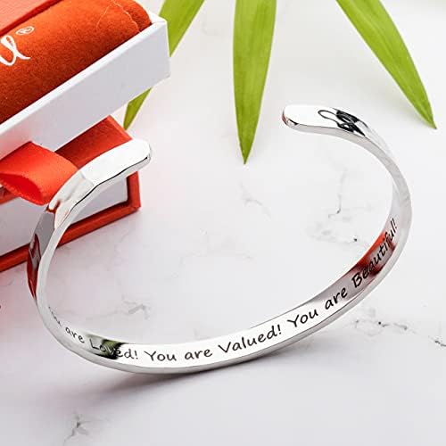 Carviell Bracelets for Women – 100+ Meaningful Engraved Messages – Solid 316L Surgical Stainless Steel Cuff Bracelet – Gift Ready - Image 4