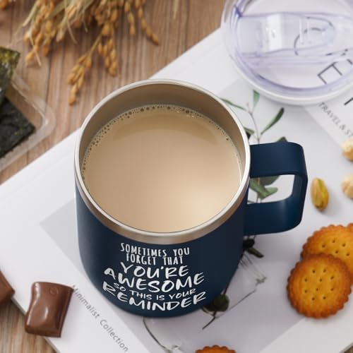 NOWWISH Inspirational Coffee Mug for Men, 14oz Vacuum Insulated Stainless Steel Cup, You Are Awesome Gift for Husband, Boyfriend, Dad - Navy Blue - Image 6