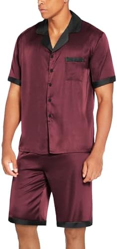Ekouaer Men Silk Pajamas Set 2 Pieces Satin Pj Button Down Loungewear Sets - Image 2