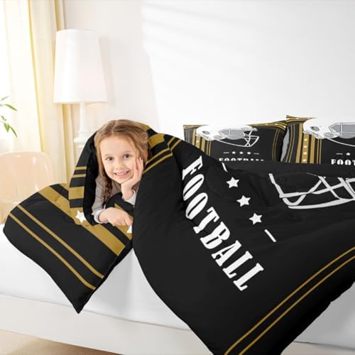 Erosebridal Football Bedding Comforters & Sets Boys Football Bedroom Decor, Gridiron Sports Game Comforter Set Football Lovers Ball Seasonal Bedding King Size, Black Brown - Image 6