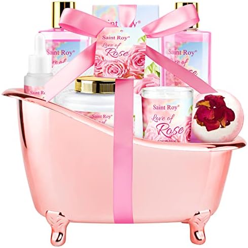 Spa Gifts for Women Rose Spa Gifts Bath and Body Gift Basket Set Care Kit by SaintRoy