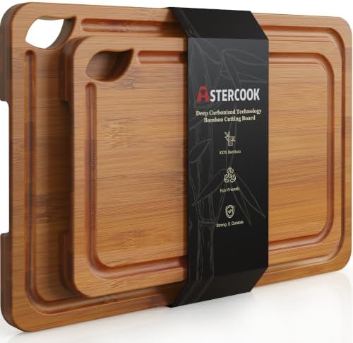 Astercook Deep-Carbonized Bamboo Cutting Boards for Kitchen by Astercook