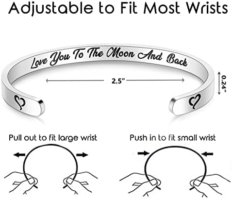 TONY & SANDY Inspirational Bracelets for Women Teen Girls Personalized Gifts for Daughter Granddaughter Mom Sister Friends Stainless Steel Engraved Cuff Birthday Easter Christmas - Image 4