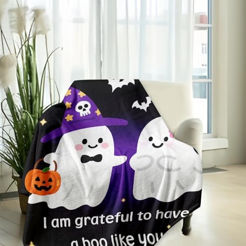 Perleddom Halloween Blanket for Couple Men Anniversary Wedding Gifts for Husband Horror Halloween Throw Blankets for Girls Boys Spooky Ghost Blanket for Him Her Fall Blankets for Kid Adults 50"×60" - Image 4