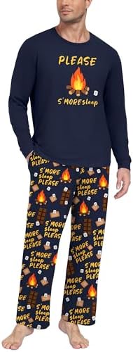 PrinStory Men's Pajama Sets Loungewear Sleepwear Pjs Lightweight Long Sleeve Shirts & Bottoms Soft Comfy Sleep Sets S-2XL by PrinStory