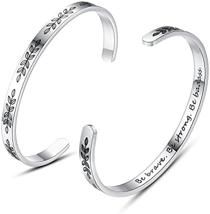 TONY & SANDY Inspirational Bracelets for Women Teen Girls Personalized Gifts for Daughter Granddaughter Mom Sister Friends Stainless Steel Engraved Cuff Birthday Easter Christmas by TONYSANDY