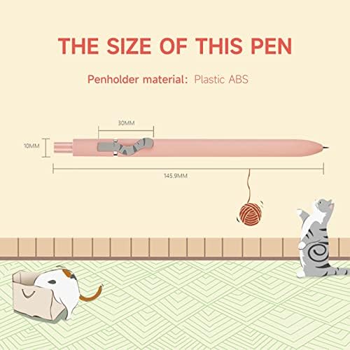 UIXJODO Cat Pens, 8 Pcs 0.5mm Cute Kawaii Black Ink Fine Point Smooth Writing, High-End Series Cat's Tail Retractable for Journaling Note Taking - Image 6