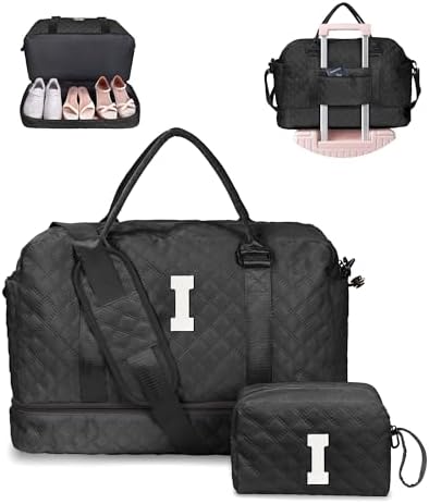 Gifts for Friends-Initial Duffle Bags with Shoe Compartment by Vogewood