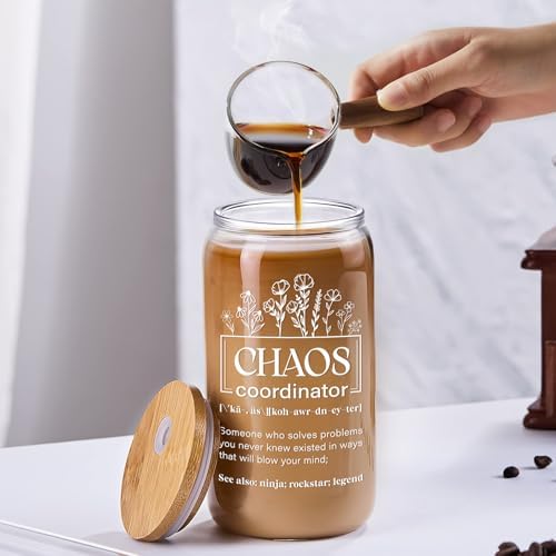 Frerdui Chaos Coordinator Gifts for Women, Boss Lady Thank You Gift, Coworker Birthday Present, Chaos Coordinator Glass Cup, Manager Office Teacher Nurse Appreciation, 18 oz - Image 4