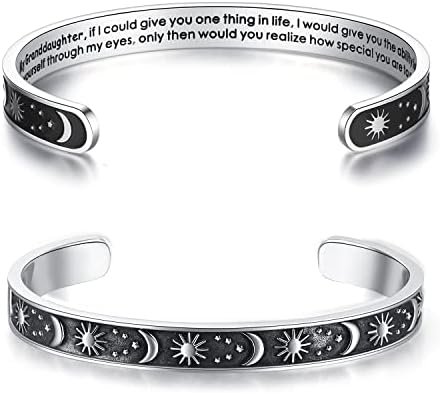 TONY & SANDY Inspirational Bracelets for Women Teen Girls Personalized Gifts for Daughter Granddaughter Mom Sister Friends Stainless Steel Engraved Cuff Birthday Easter Christmas by TONYSANDY