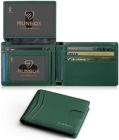 RUNBOX Wallet for Men -Slim Rfid Leather Mens Bifold Novelty Wallets 2 ID Window With Gift Box Men's Accessories by RUNBOX