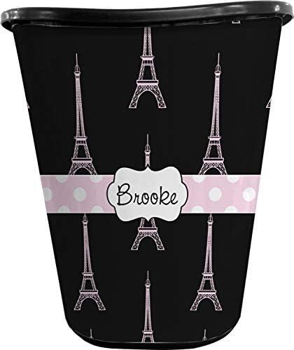 Personalized Black Eiffel Tower Waste Basket - Single Sided (Black) by Unknown