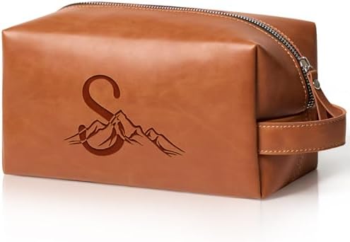 Personalized Gifts Travel Toiletry Bag for Men Engraved Initial by Aganmi