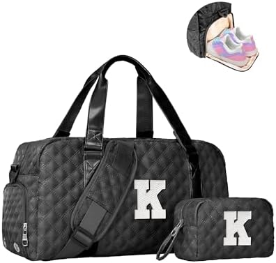 Initial Travel Duffle Bag for Women & Teen Girls, Teenager Girl Gift Ideas by Elilier