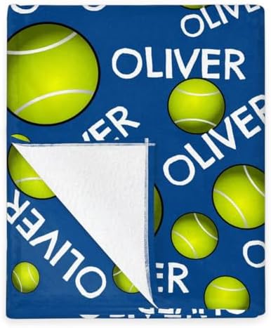 Personalized Baby Blankets for Girls Boys, Custom Baby Blanket with Name Swaddle Toddler Fleece Blanket Personalized Gift Tennis Text - Image 5