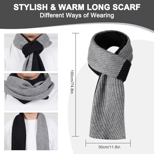 floconssy Men's Winter Hat Scarf Gloves Set of 3, Knit Thermal Combo Gifts - Image 4