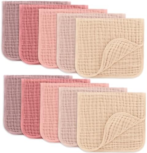 Comfy Cubs Muslin Burp Cloths 20x10" 10 Pack, Baby Burp Cloths - Multi Girl by ComfyCubs