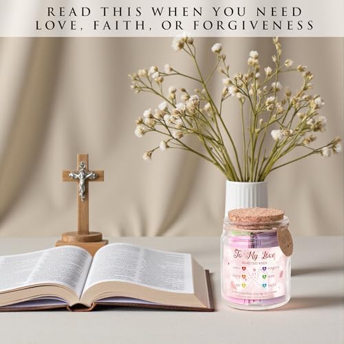 Faith Love Bible Verse Jar - Christian Mothers Day Gifts for Wife Girlfriend, Christian Gifts for Women Men, Scripture Cards for Bible Study Anniversary Valentine Birthday Couples Gift for Her Him - Image 6