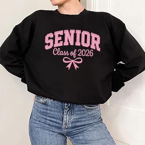 POPPOP Personalized Embroidered Senior Sweatshirt, Class of 2026, Custom Graduation Shirt, School Shirt for Her - Image 2