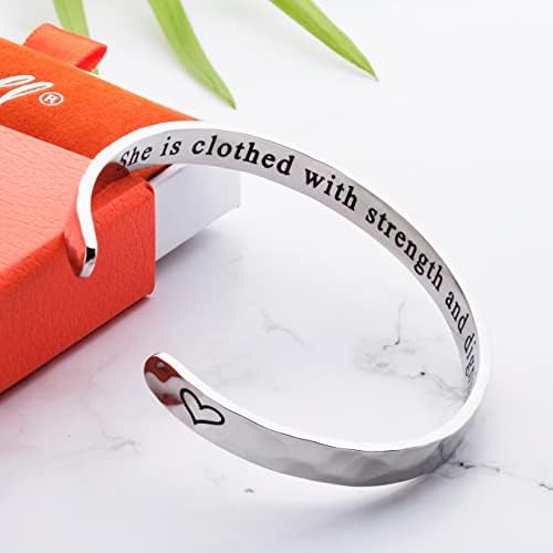 Carviell Bracelets for Women – 100+ Meaningful Engraved Messages – Solid 316L Surgical Stainless Steel Cuff Bracelet – Gift Ready - Image 2