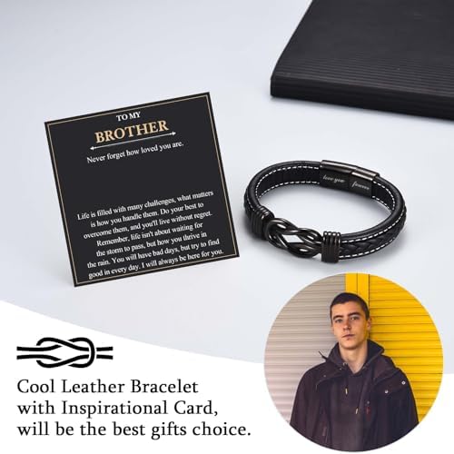 Love You Forever Infinity Leather Bracelet Gifts for Men Him Teen Boys - Image 3