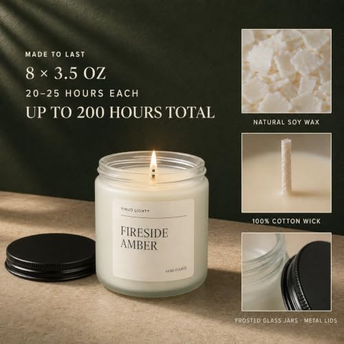 Scented Candles Gift Set, 8 Pack Warm Woods Soy Wax Candles, 3.5 oz Each - Image 4