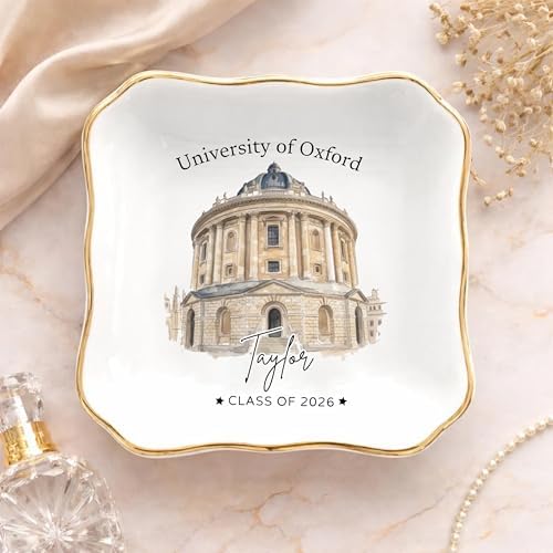 LOVELYPOD Personalized Graduation Photo Trinket Tray, Personalized College Ring Dish, Custom College Grad Gift, 2026 Graduation Gift for Her, High School Gifts, Toile De Jouy by LOVELYPOD