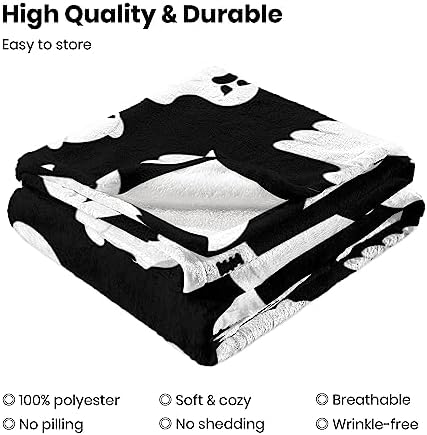 Halloween Blankets Ghost Throw Blanket, Cute Halloween Spooky Black and White Throw Blanket Lightweight Cozy Flannel Blanket for Adults Kids Couch Sofa Bed Home Decorations 80"X60" - Image 4