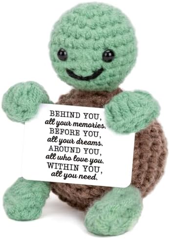 4THFARMES Mini Funny Turtle Graduation Gift for Her Him College High Middle Elementary School Preschool Kindergarten Graduation Gifts, 2026 Graduates Handmade Emotional Positive Crochet Turtle by 4THFARMES