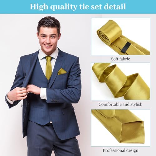 Zhanmai 48 Pcs Mens Ties and Pocket Square Set Satin - Image 3