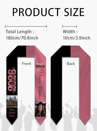 Personalized Graduation Stole Sash Custom Class of 2026 Congratulation Graduation Gifts with Photo - Image 3