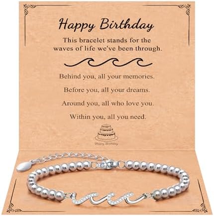 QWNHONEY Waves of Life Bracelet Inspirational Birthday Gifts for Bestie Sister 16th 18th 21st 30th 40th 50th 60th Birthday Gifts for Women by QWNHONEY