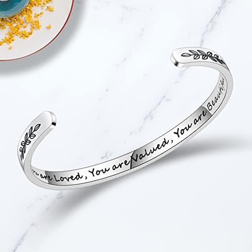 TONY & SANDY Inspirational Bracelets for Women Teen Girls Personalized Gifts for Daughter Granddaughter Mom Sister Friends Stainless Steel Engraved Cuff Birthday Easter Christmas - Image 3