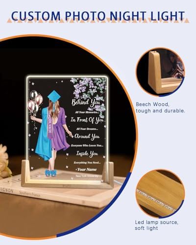 Personalized Name Graduation Gifts Custom Night Light LED Table Lamp Portrait Creator for Her 2026 University High School Keepsake(Girl I) - Image 5