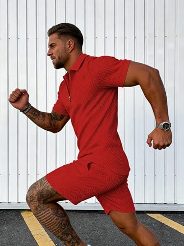 BIRW Men‘s Track Suits 2 Piece Summer Short Sets Outfits Fashion Polo Shirt Casual Short Sleeve and Shorts set - Image 2
