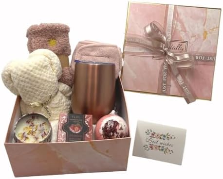 Spa Gift Baskets for Women,Luxury Self Care Gifts for Mom,Get Well Soon Gifts for Friend,Thank You Relaxing Box Gifts for Women 20th,30th,40th,50th,60th 70th 75th Birthday,Anniversary by BEECOGIF2U