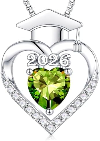 Turandoss Graduation Necklace for Women Her 2026-14K White Gold Plated Dainty Pendant Created Birthstone Necklaces for Women Her Mom Daughter, Small Simple Jewelry Gifts by TurandossJewelry