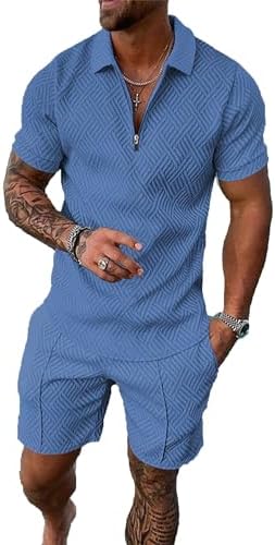 BIRW Men‘s Track Suits 2 Piece Summer Short Sets Outfits Fashion Polo Shirt Casual Short Sleeve and Shorts set by BIRW
