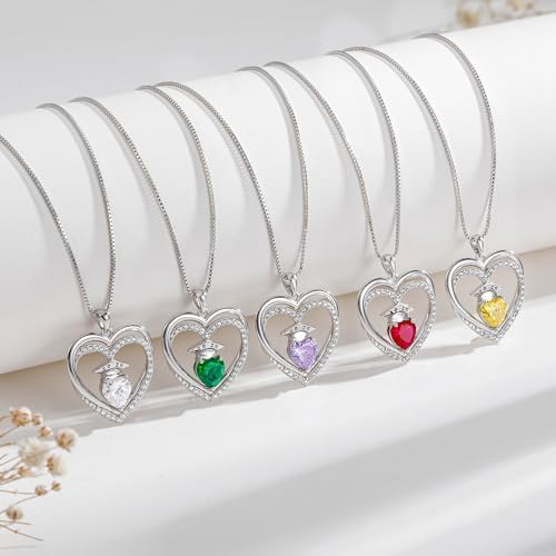 Ritach Graduation Gift for Her 2026 - S925 Sterling Silver Class of 2026 Grad Cap Necklace Heart Birthstone Necklace College High School Graduation Gift for Her - Image 6