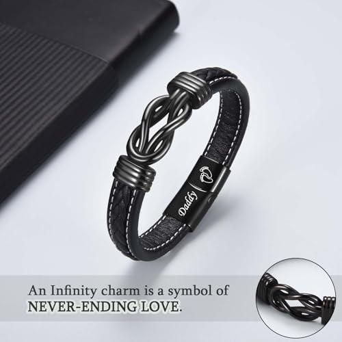 Love You Forever Infinity Leather Bracelet Gifts for Men Him Teen Boys - Image 2