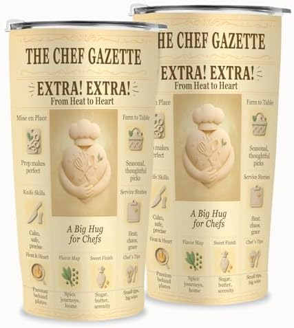 Chef Gifts 20 oz Tumbler, Vintage Newspaper Print Insulated Stainless Steel Travel Mug for Men & Women, Retro Culinary Appreciation Cup - Image 3