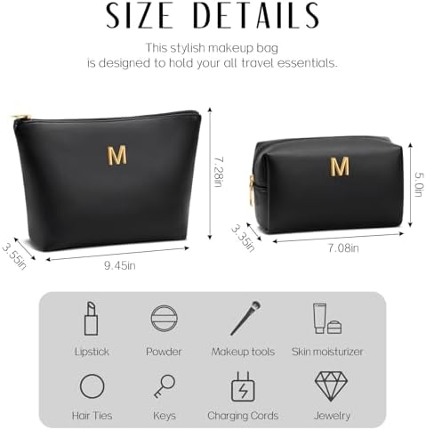 Gifts for Women Girls Personalized Initial Travel Makeup Bag - Image 4